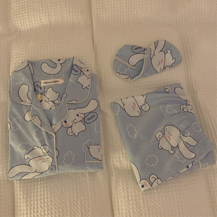 Blue Cinnamoroll Cotton 3-Piece Pajama Set