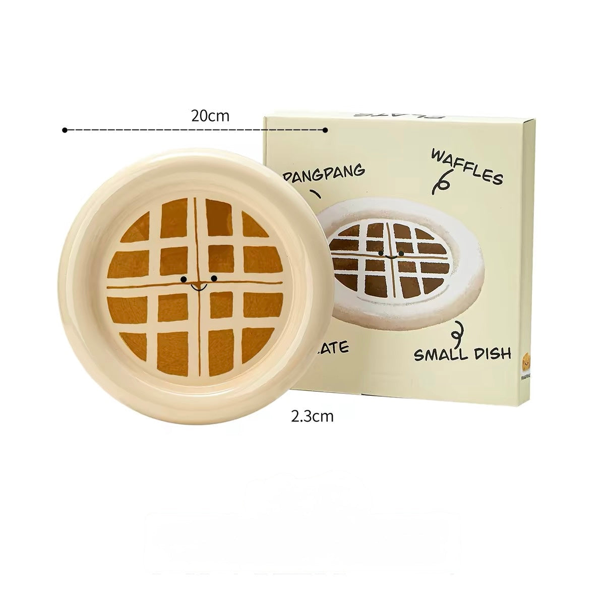 Cute Smiley Waffle Ceramic Plate