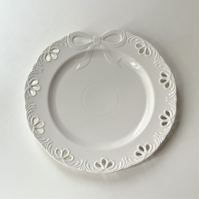 Bowknot Embossed Ceramic Plate