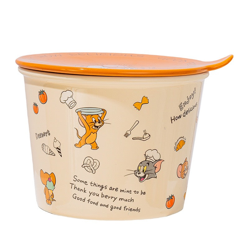 Tom and Jerry Ceramic Instant Noodle Bowl with Lid