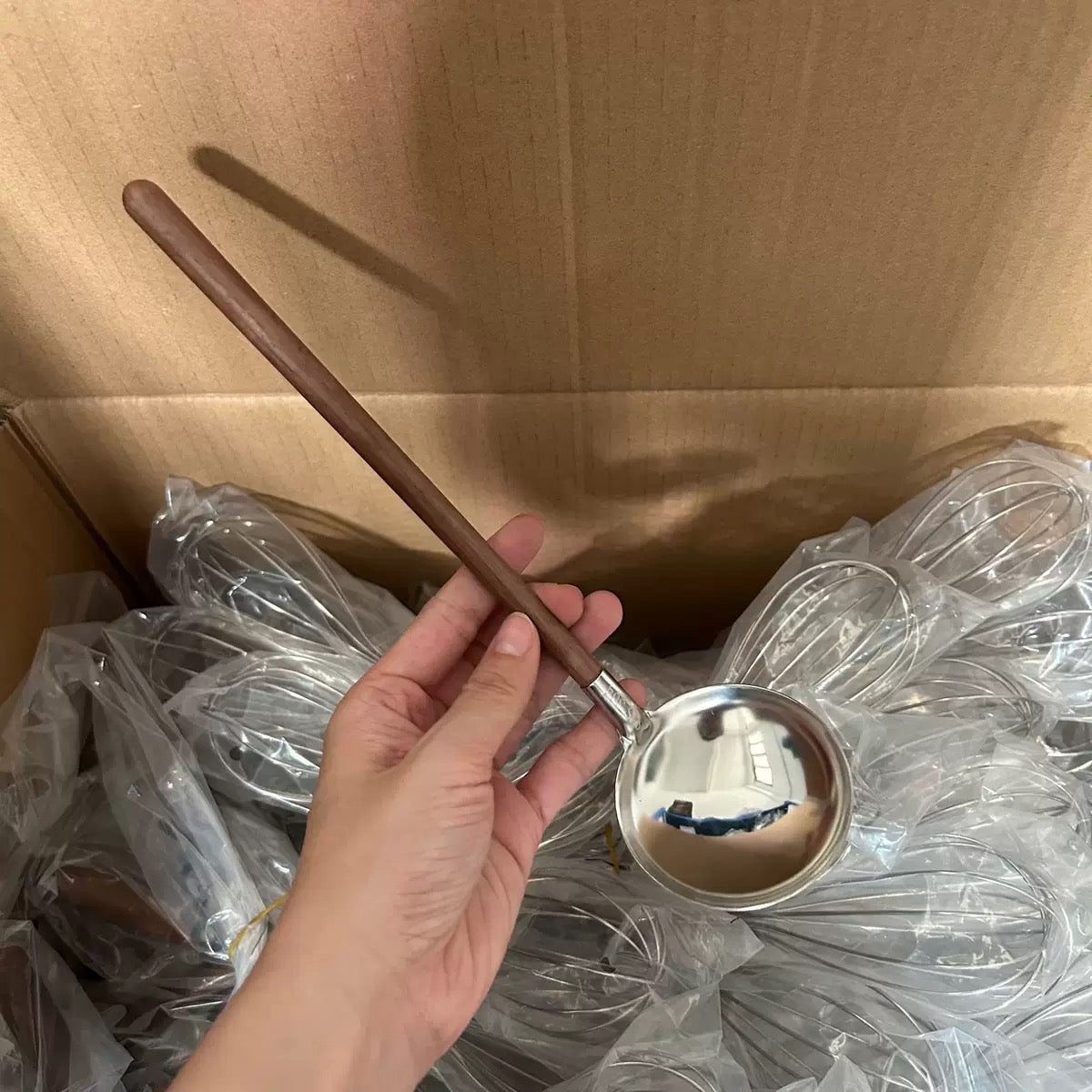 Walnut Handle Stainless Steel Ramen Ladle