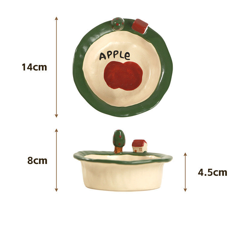 Mini House & Apple Ceramic Bowl