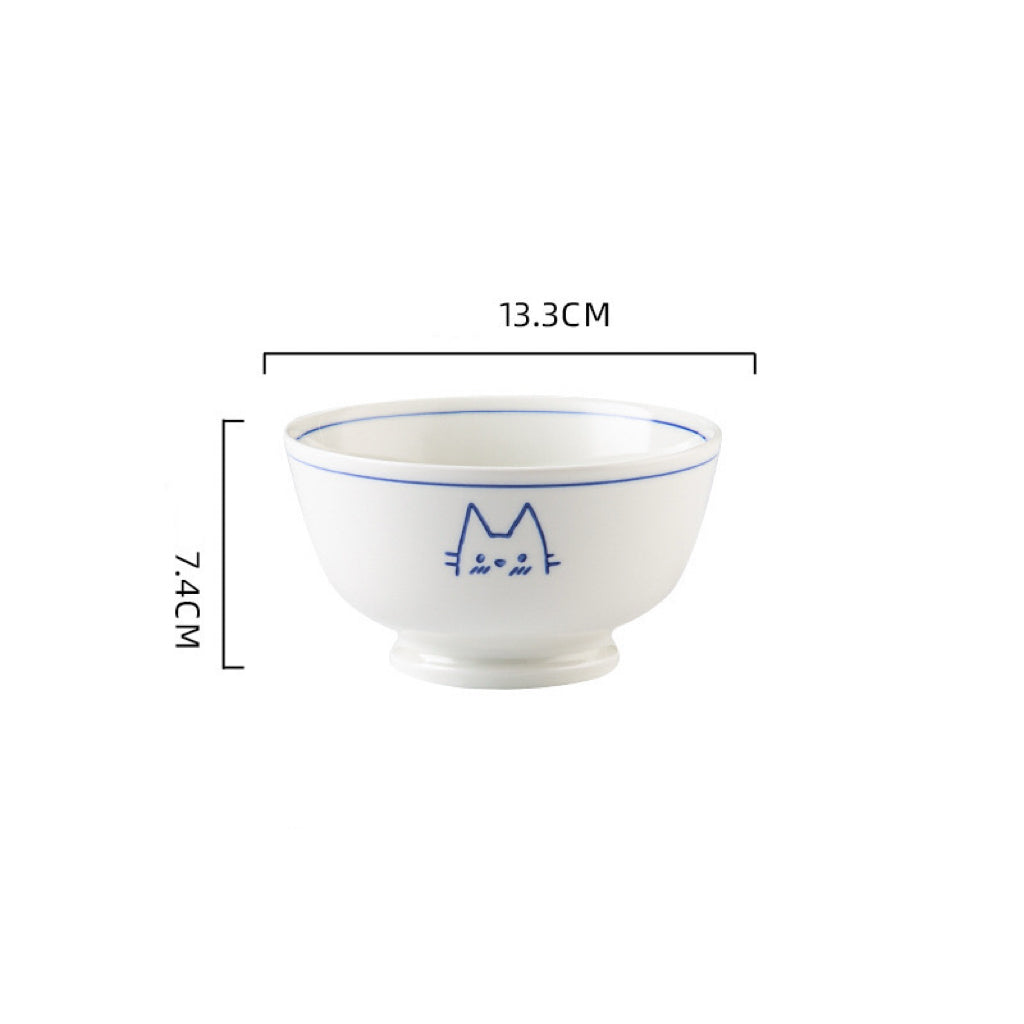 Blue Line Cat & Polar Bear Sketch Ceramic Tableware Series