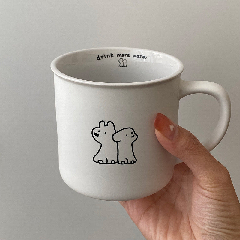 Black&White Puppy Couple Mug Cup