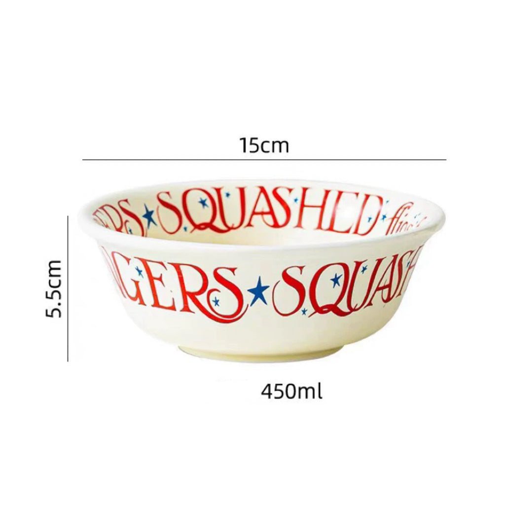 Vintage Red Lettering Ceramic Tableware