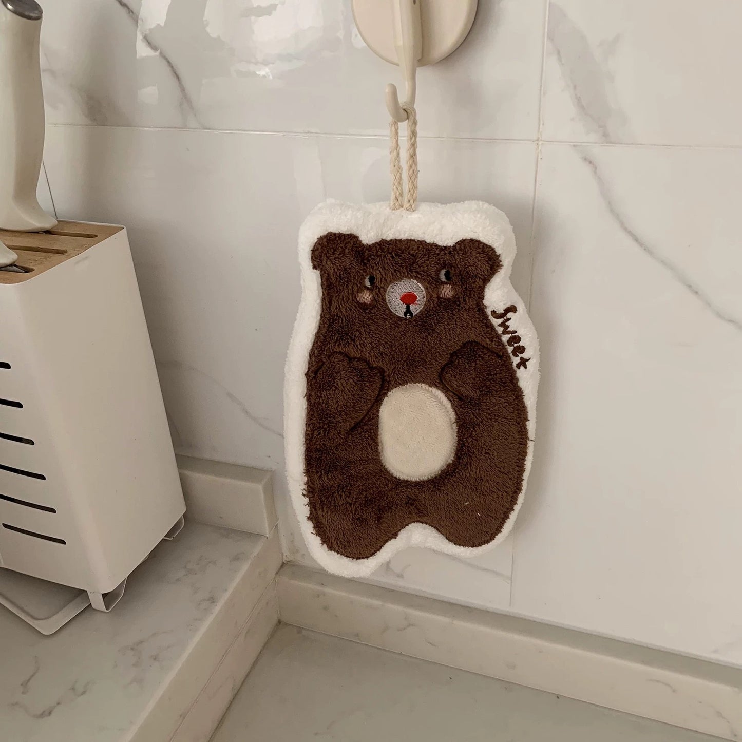 Cute House & Bear Hand Towel