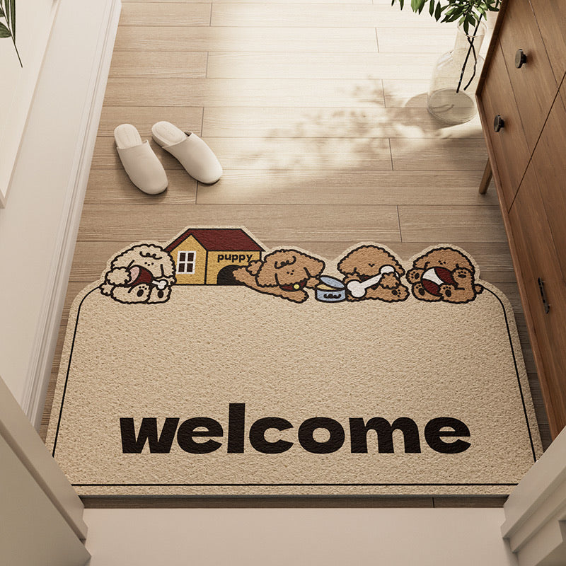 Welcome Home Puppy Silk Loop Welcome Doormat