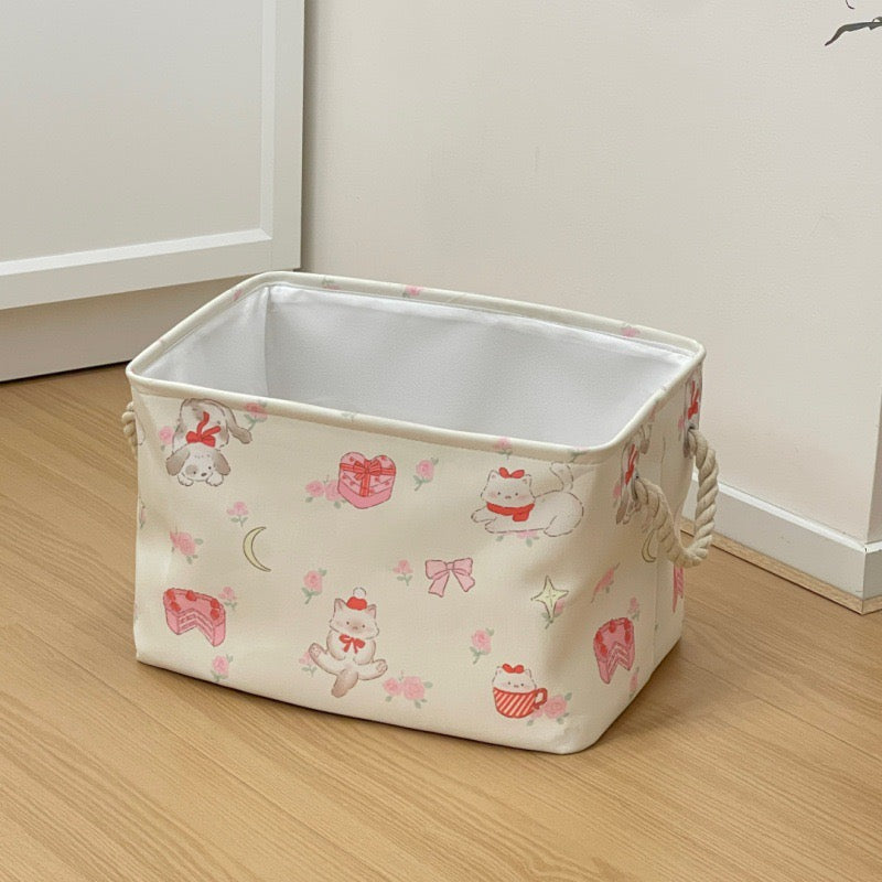 Panier de rangement imprimé chaton et chiot de dessin animé mignon