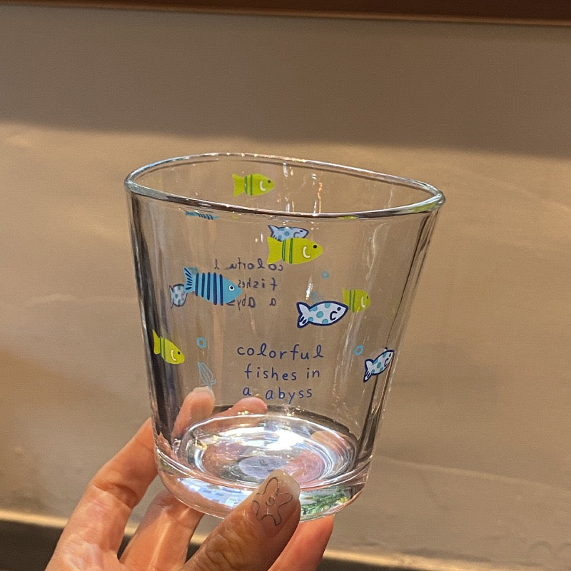 Japanese Retro Colorful Fish Glass Cup