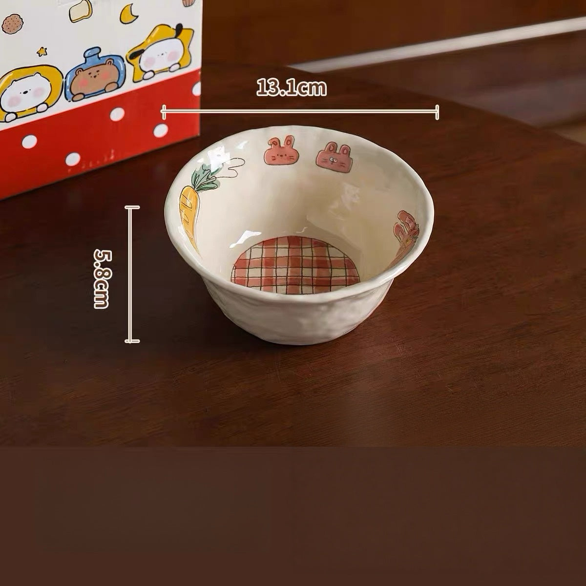 Cartoon Animal & Cookie Ceramic Bowl and Plate Set