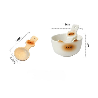 Cute Siamese Cat Ceramic Bowl with Spoon
