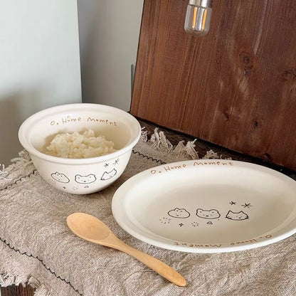 Cream Animal Doodle Ceramic Bowl
