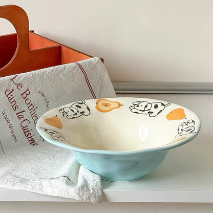 Cute Dalmatian & Pear Ceramic Soup Plate
