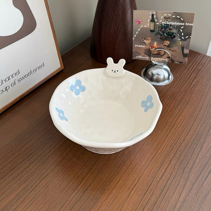 Cute Bunny Embossed Ceramic Bowl