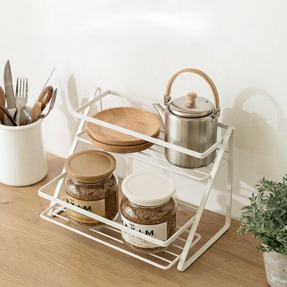 Two-Tier Iron Spice Rack — Kitchen & Bathroom Storage