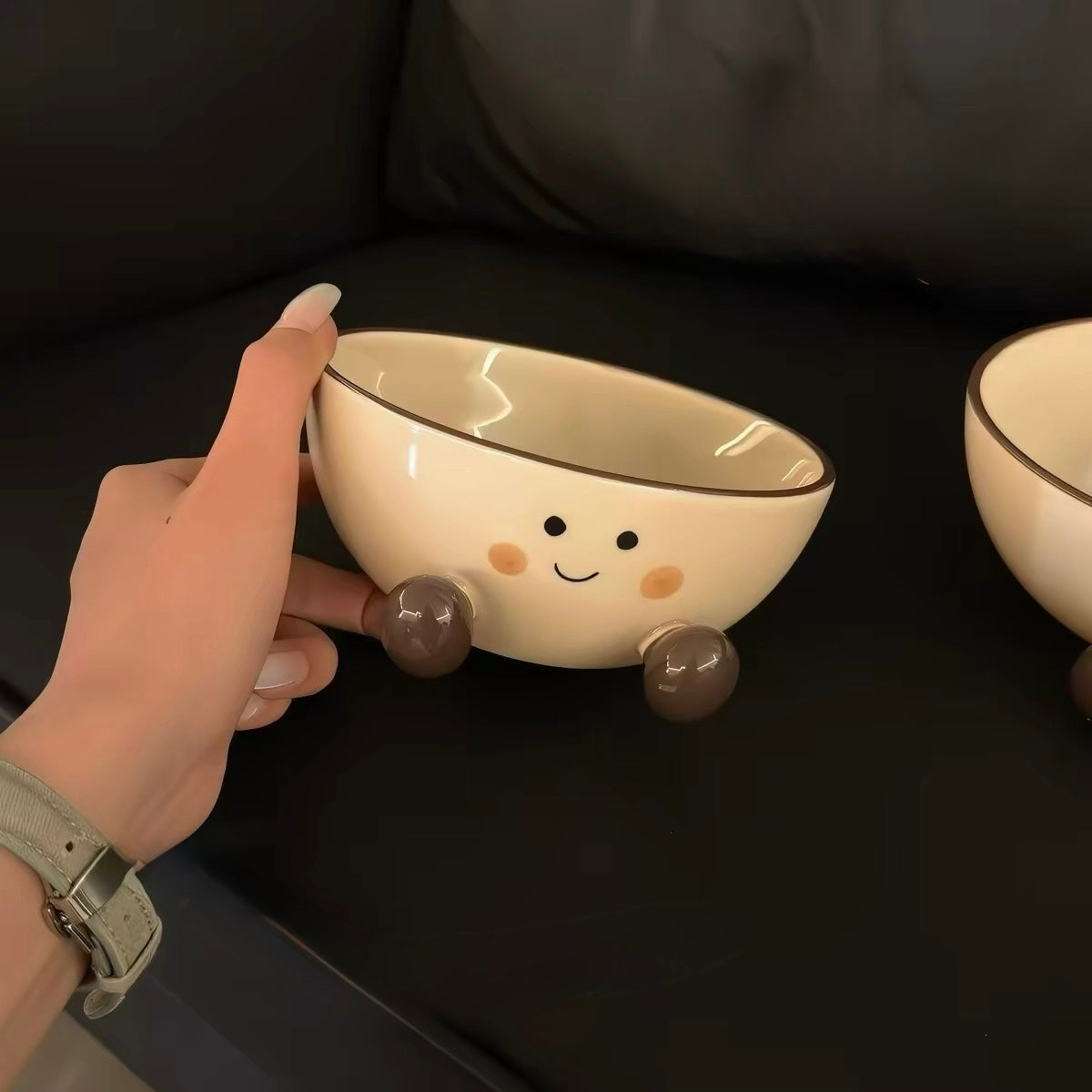 Cute Blushing Smiley Ceramic Bowl