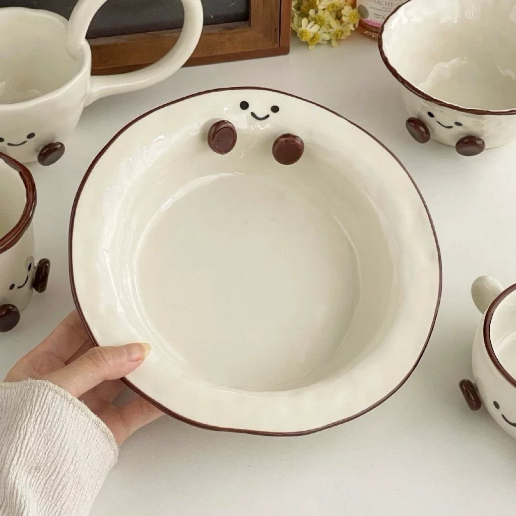 Smiley Bean Ceramic Deep Plate