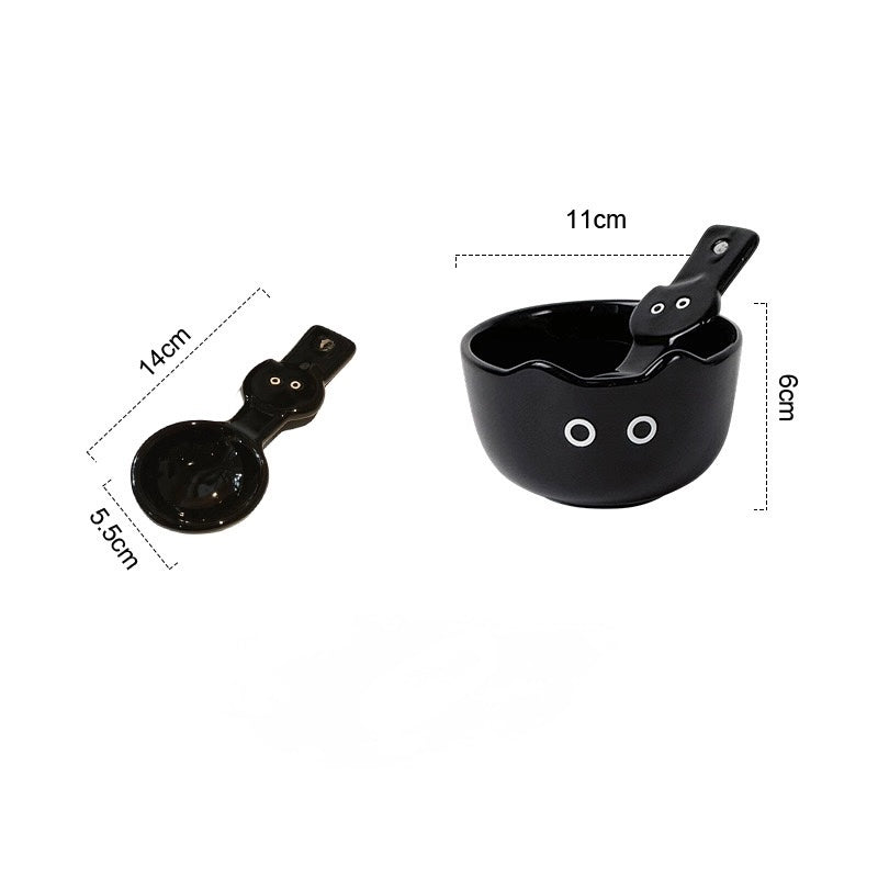 Cute Siamese Cat Ceramic Bowl with Spoon