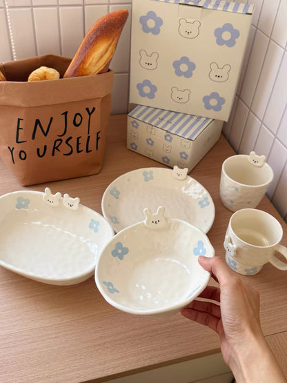 Cute Bunny Embossed Ceramic Bowl