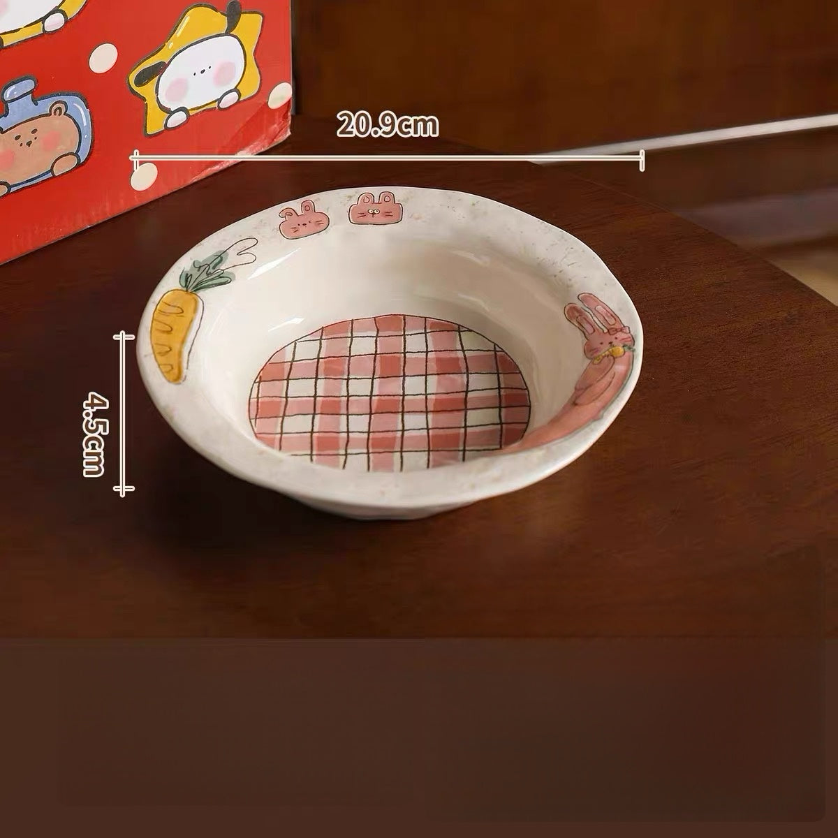 Cartoon Animal & Cookie Ceramic Bowl and Plate Set