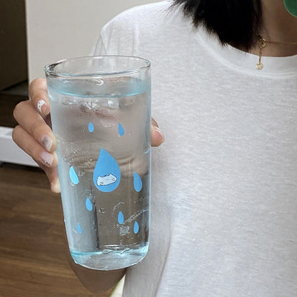 Raindrop Cat Glass Cup & Ceramic Coaster Set