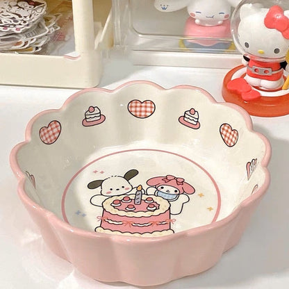 Pink My Melody & Pochacco Birthday Ceramic Bowl