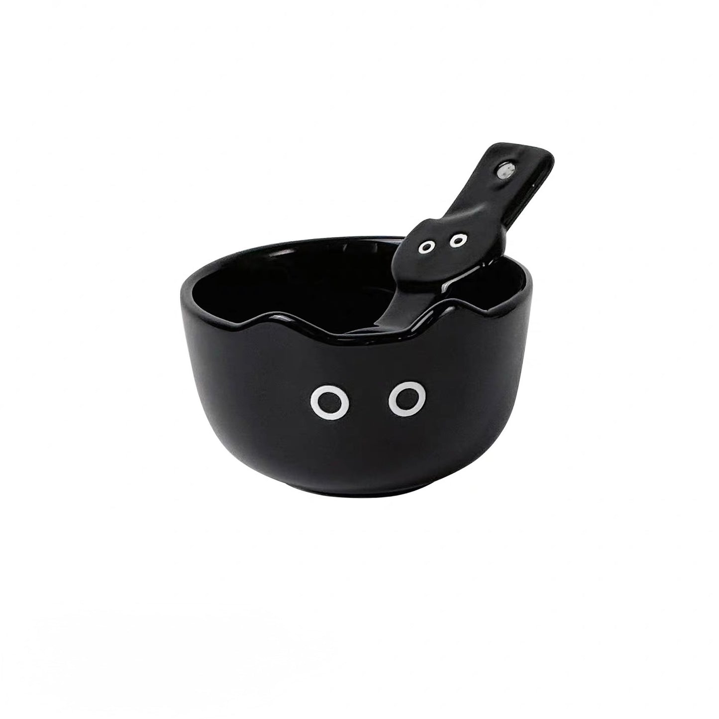 Cute Siamese Cat Ceramic Bowl with Spoon