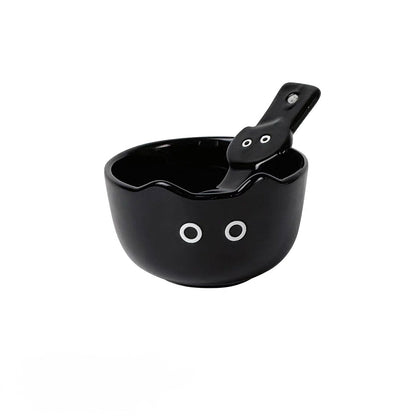 Cute Siamese Cat Ceramic Bowl with Spoon
