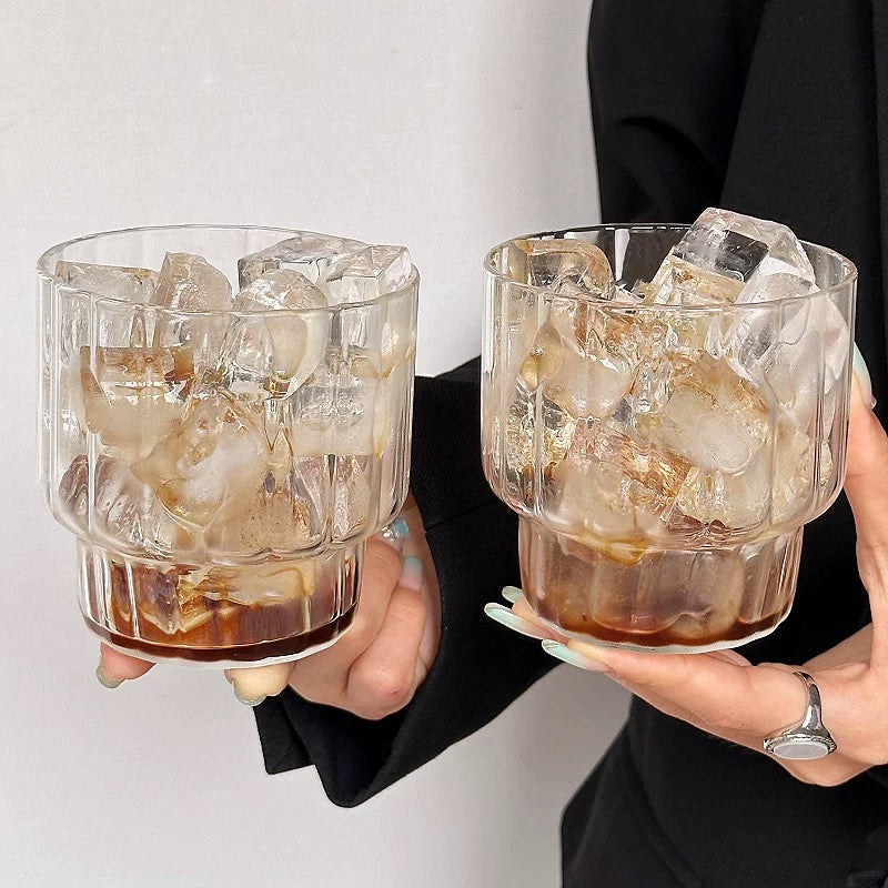 Retro Ribbed Heat-Resistant Glass Cup
