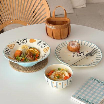 Cute Dalmatian 5-Piece Ceramic Dinnerware Set