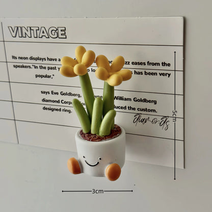 Cute Smiley Flower Pot Fridge Magnet