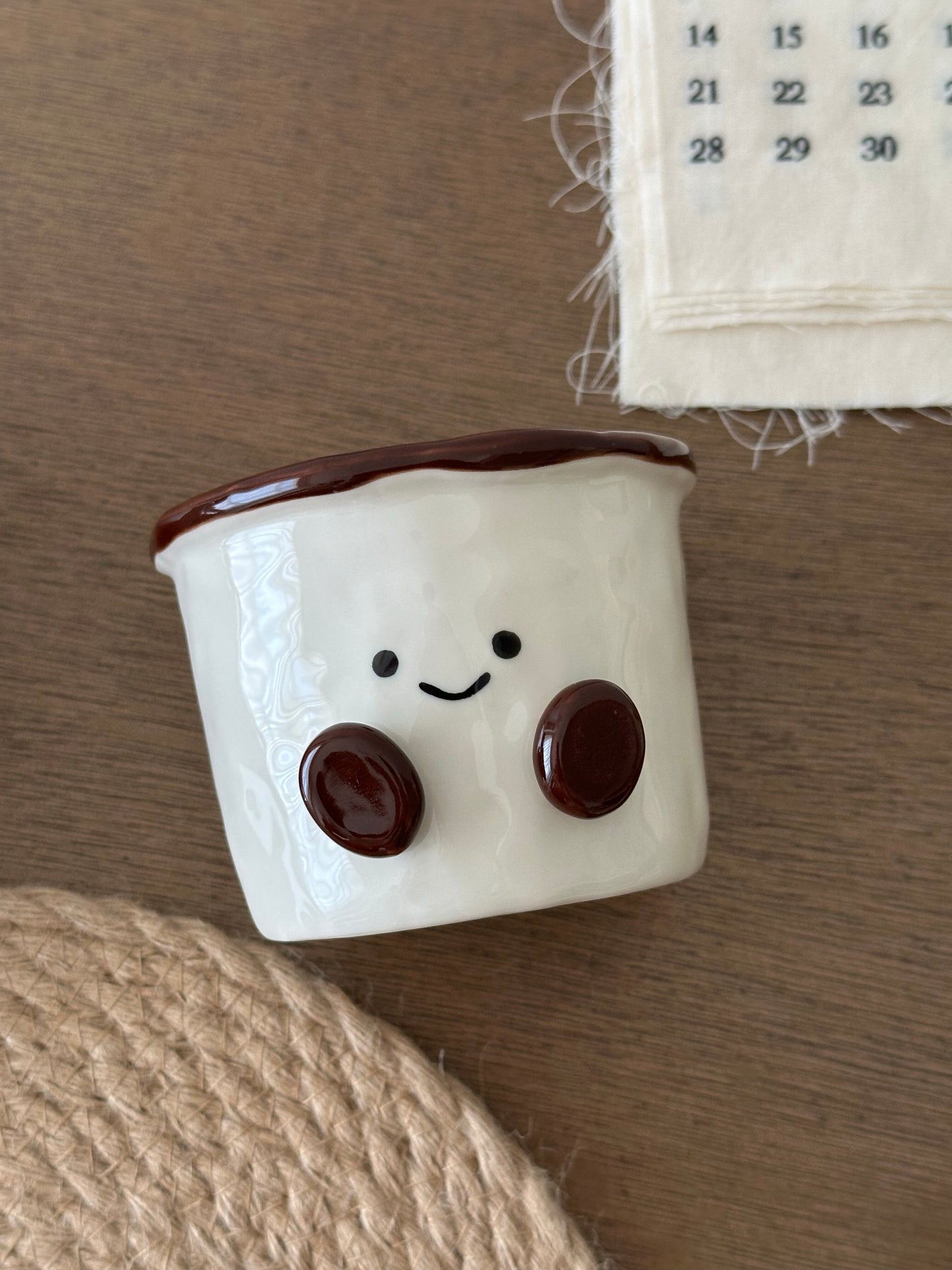 Smiley Bean Ceramic Coffee Cup
