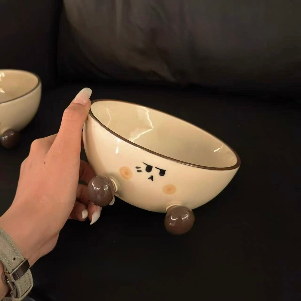 Cute Blushing Smiley Ceramic Bowl