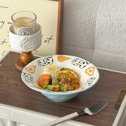 Cute Dalmatian & Pear Ceramic Soup Plate