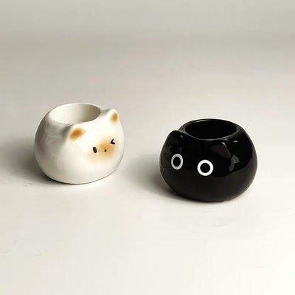 Cute Siamese Cat Ceramic Toothbrush Holder