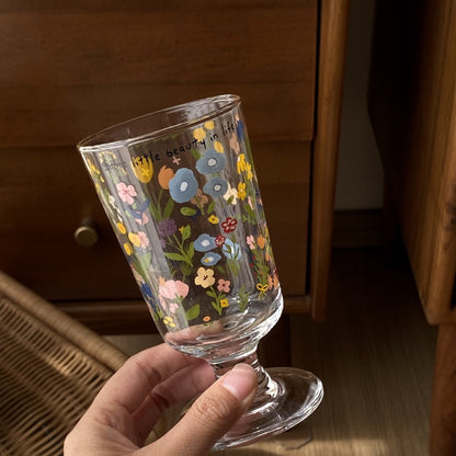 Vintage French Spring Floral Glass Cup
