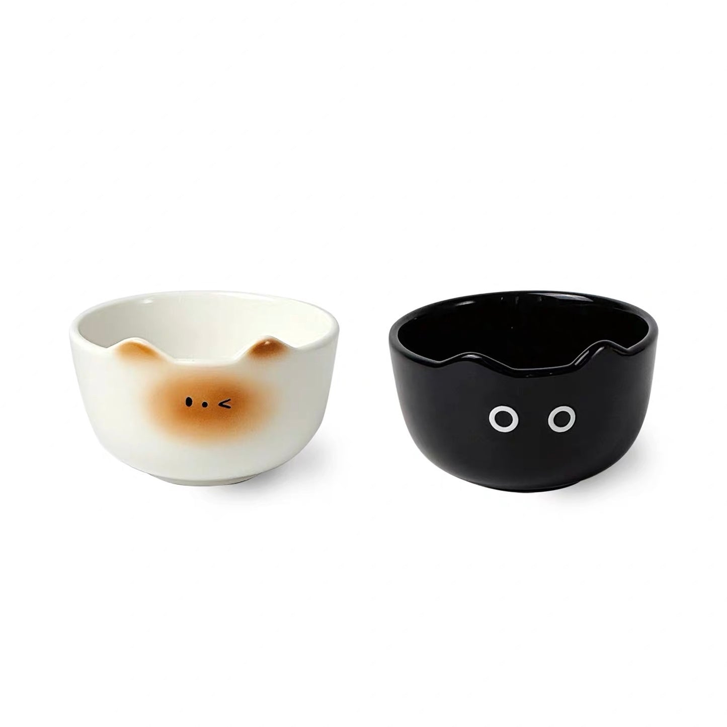 Cute Siamese Cat Ceramic Bowl with Spoon