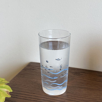 Blue Ocean Whale Glass Cup