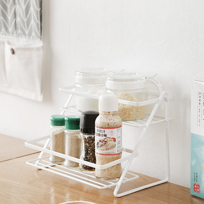 Two-Tier Iron Spice Rack — Kitchen & Bathroom Storage