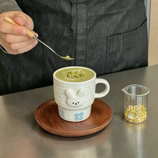 Cute Bunny Embossed Ceramic Mug