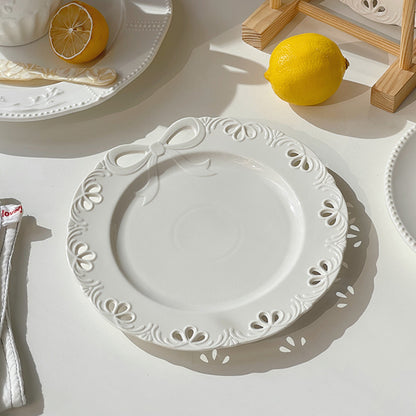 Bowknot Embossed Ceramic Plate