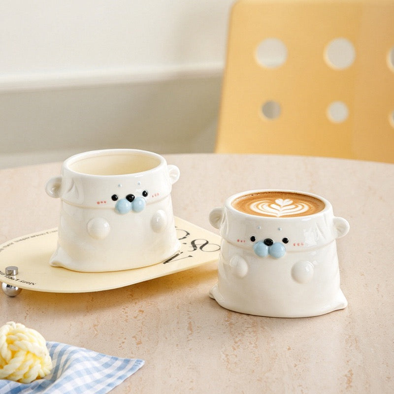 Cute White Seal Multi-Purpose Ceramic Cup