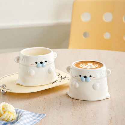 Cute White Seal Multi-Purpose Ceramic Cup