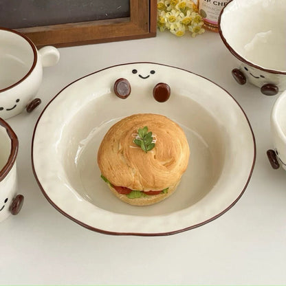 Smiley Bean Ceramic Deep Plate