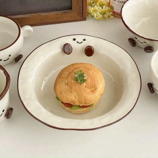 Assiette creuse en céramique Smiley Bean