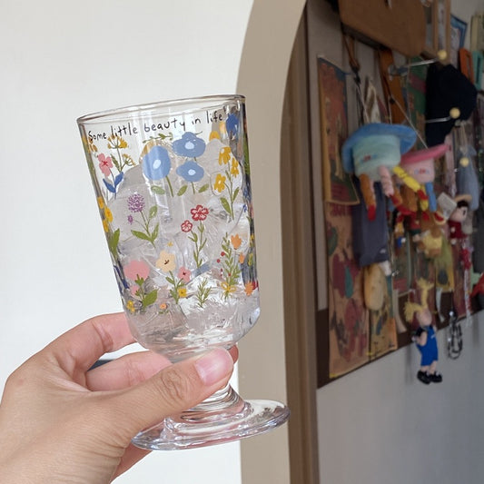 Vintage French Spring Floral Glass Cup