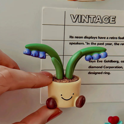 Cute Smiley Flower Pot Fridge Magnet