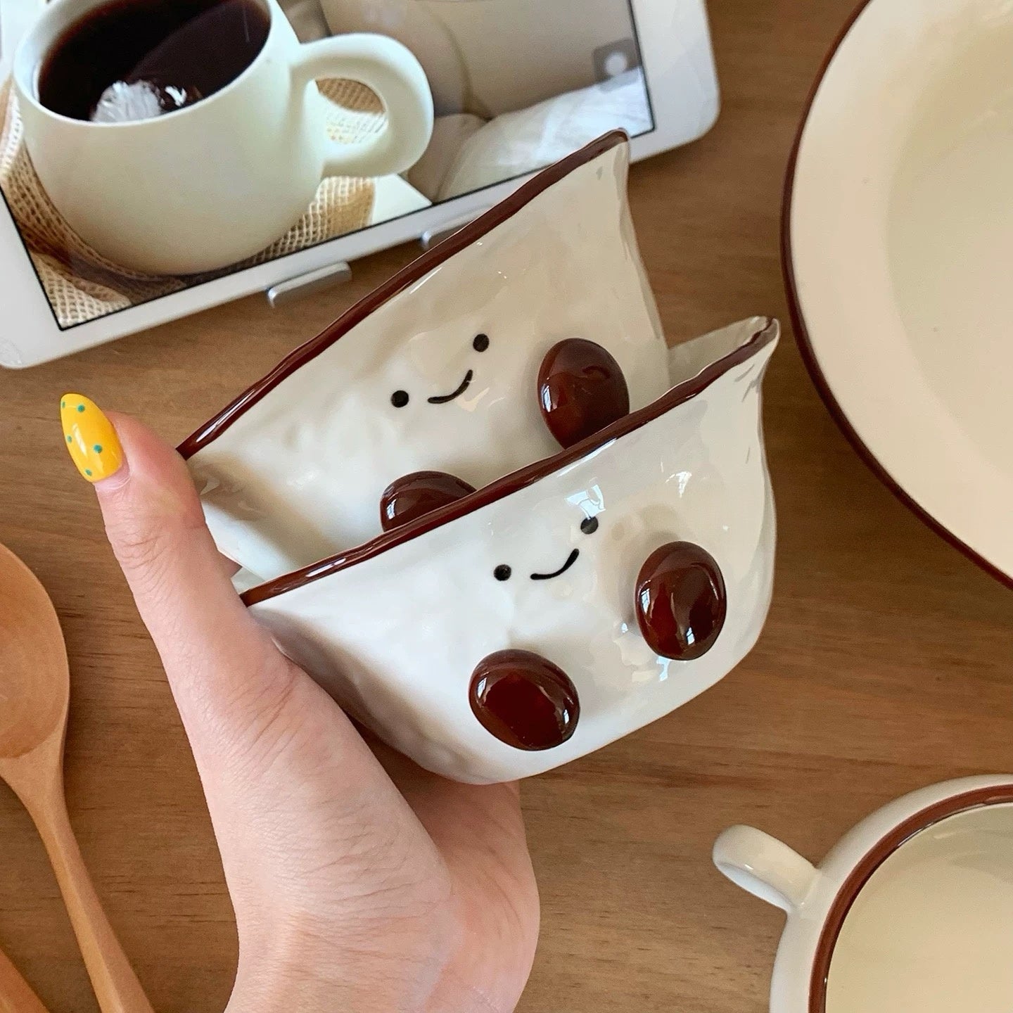 Smiley Bean Ceramic Bowl (2 Sizes)
