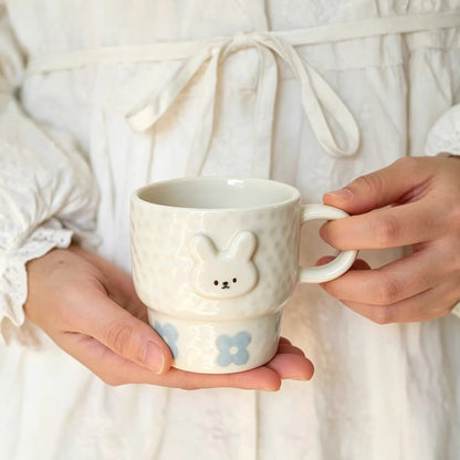 Cute Bunny Embossed Ceramic Mug