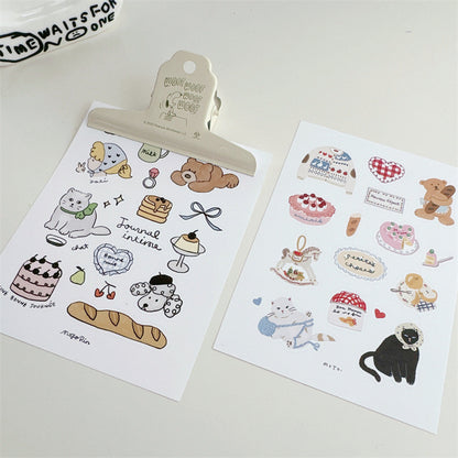 Cartoon Girl And Little Bear Country Style Journal Stickers